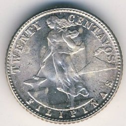 Филиппины 20 сентаво 1945 год (D)