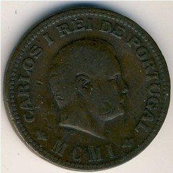 Монета Португальская Индия 1/4 танги 1901 год