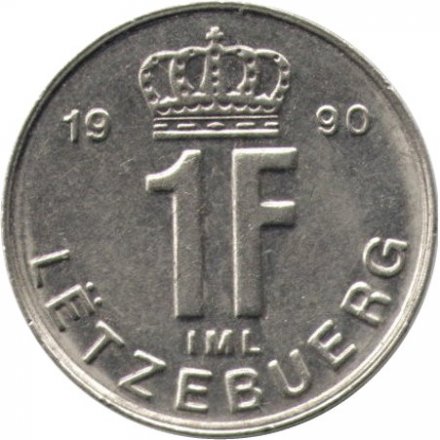 Люксембург 1 франк 1990 год - Великий герцог Жан