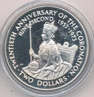 Монета Острова Кука 2 доллара 1973 год
