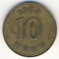Монета Южная Корея 10 вон 1989 год - Пагода Таботхап