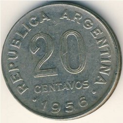 Аргентина 20 сентаво 1956 год