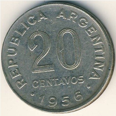 Аргентина 20 сентаво 1956 год