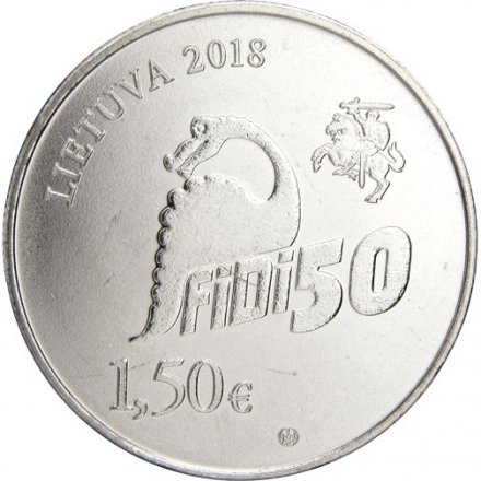 Литва 1,5 евро 2018 год - 50 лет Дню физиков (FiDi) в Вильнюсском Университете