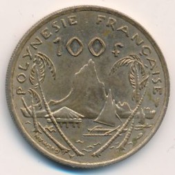 Монета Французская Полинезия 100 франков 1976 год