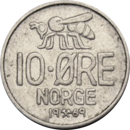 Норвегия 10 эре 1969 год - Медовая пчела
