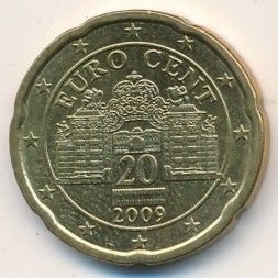 Австрия 20 евроцентов 2009 год - Дворец Бельведер