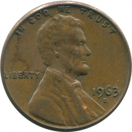 США 1 цент 1963 год - Авраам Линкольн (D)