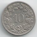 Швейцария 10 раппенов 1904 год (редкий год)