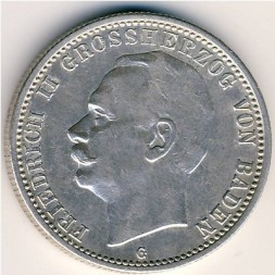 Баден 2 марки 1913 год