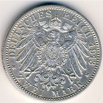 Баден 2 марки 1913 год