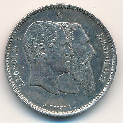 Бельгия 1 франк 1880 год