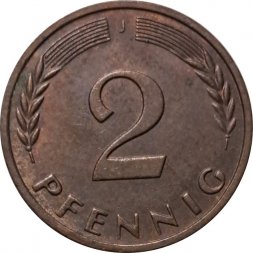 ФРГ 2 пфеннига 1967 год - J