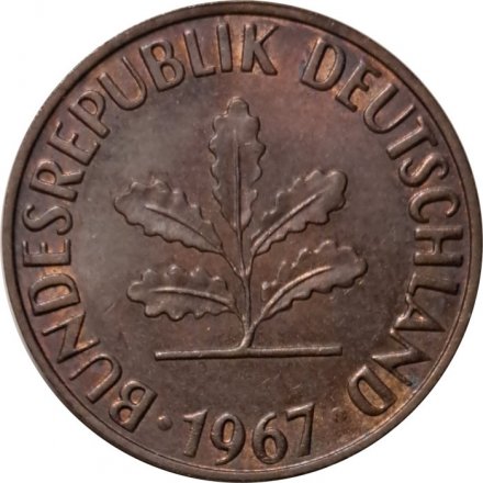 ФРГ 2 пфеннига 1967 год - J