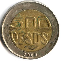 Колумбия 500 песо 2009 год
