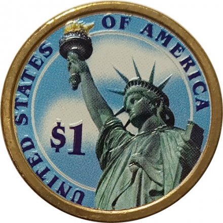 США 1 доллар 2008 год (P) - 5-ый Президент США - Джеймс Монро (цветная эмаль)