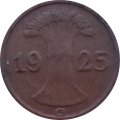 Веймарская республика 1 рейхспфенниг 1925 год (G)
