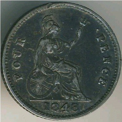 Великобритания 4 пенса 1848 год