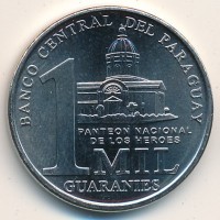 Монета Парагвай 1000 гуарани 2008 год - Франсиско Солано Лопес. Пантеон героев