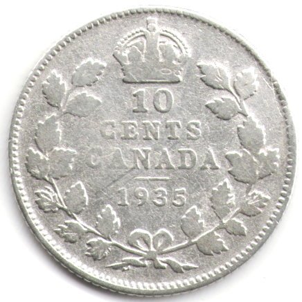 Канада 10 центов 1935 год
