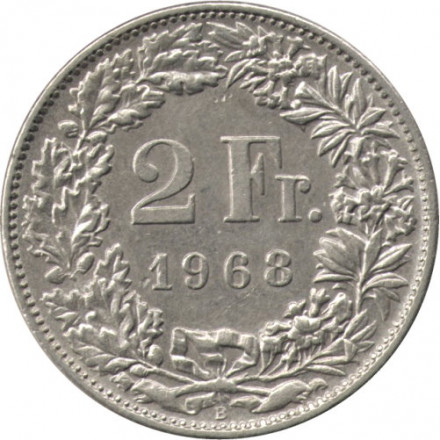 Швейцария 2 франка 1968 год (B)