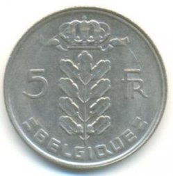 Бельгия 5 франков 1978 год BELGIQUE
