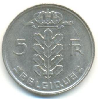 Бельгия 5 франков 1978 год BELGIQUE