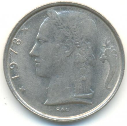Бельгия 5 франков 1978 год BELGIQUE