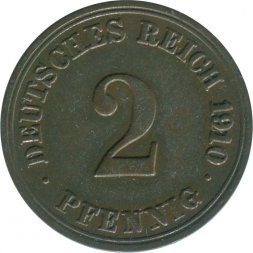Германия 2 пфеннига 1910 год (A)