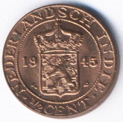 Монета Нидерландская Индия 1/2 цента 1945 год
