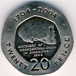 Гибралтар 20 пенсов 2004 год