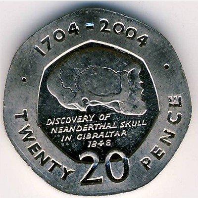 Гибралтар 20 пенсов 2004 год