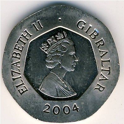 Гибралтар 20 пенсов 2004 год