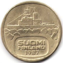 Финляндия 5 марок 1987 год (отметка монетного двора 'M' - Raimo Makkonen) - Ледокол Урхо