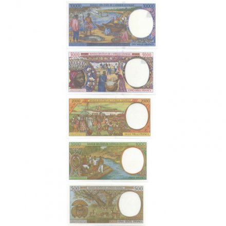 Набор из 5 банкнот Конго (Центральная Африка) 2000 год - литера C - UNC