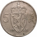 Норвегия 5 крон 1965 год - Король Улаф V