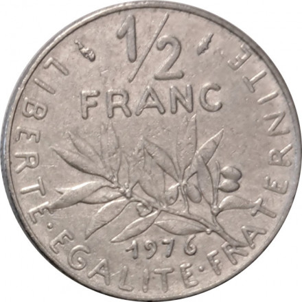 Франция 1/2 франка 1976 год