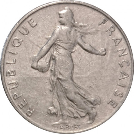 Франция 1/2 франка 1976 год