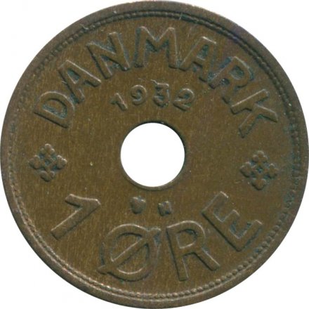 Дания 1 эре 1932 год - Король Кристиан X