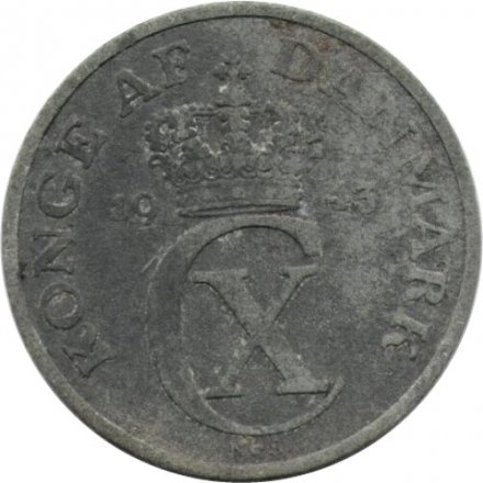 Дания 2 эре 1943 год - Король Кристиан X