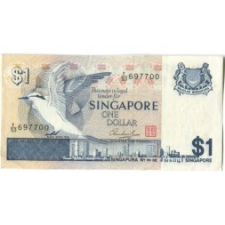 Сингапур 1 доллар 1976 год - Чёрная болотная крачка. Панорама города - XF