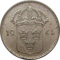 Швеция 10 эре 1941 года - Король Густав V (три короны на аверсе)