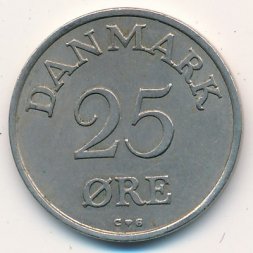 Дания 25 эре 1959 год - Фредерик IX (редкий год)