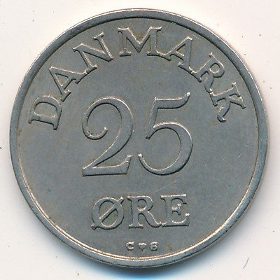 Дания 25 эре 1959 год - Фредерик IX (редкий год)
