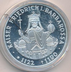 ФРГ 10 марок 1990 год - 800 лет со дня смерти Фридриха I Барбаросса (Proof)