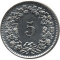 Швейцария 5 раппенов 1974 год