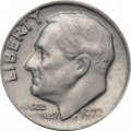 США 1 дайм (10 центов) 1972 год - Франклин Рузвельт (без отметки МД)