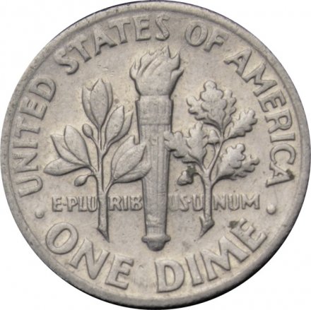 США 1 дайм (10 центов) 1972 год - Франклин Рузвельт (без отметки МД)