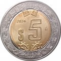 Мексика 5 песо 2024 год - Хохлатый сокол
