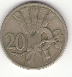 Чехословакия 20 геллеров 1922 год